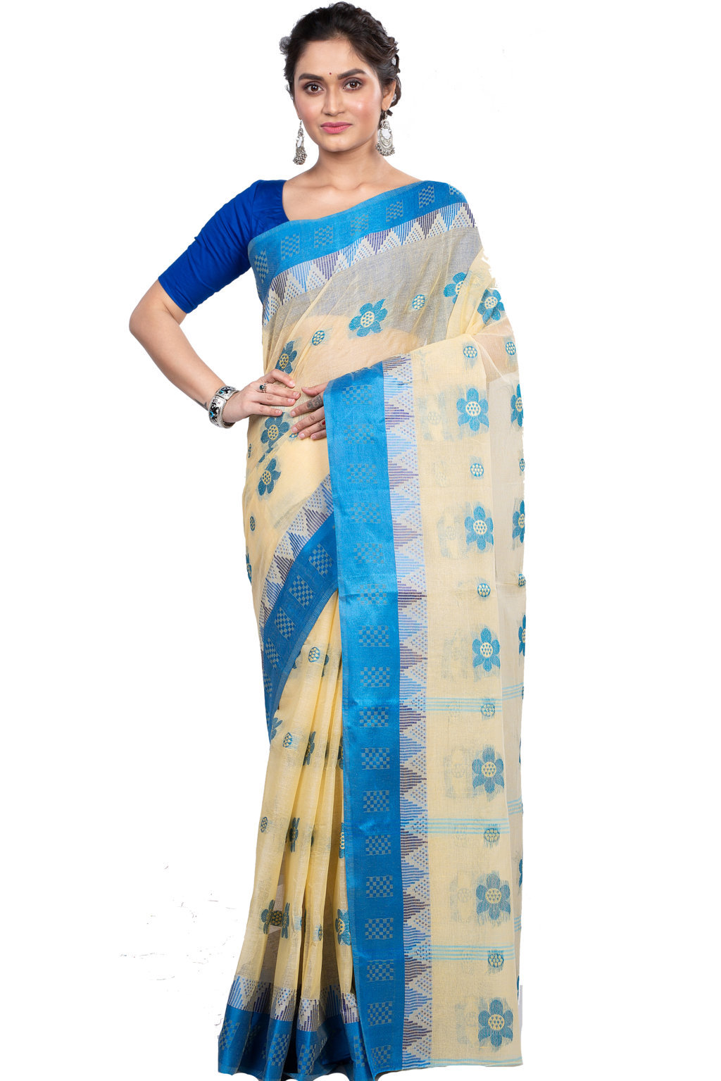 Sky Blue Pure Cotton Palasful Tant Saree (897)